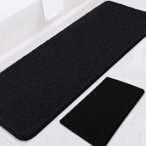 Miniatura 46 de Juegos de alfombras de baño de 2 piezas, alfombra de baño de felpilla extra suave ultra absorbente, alfombra de baño con base antideslizante de PVC