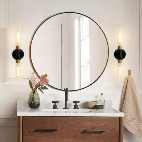 Miniatura 6 de Apliques de Pared para Baño con Iluminación de Vidrio Transparente, 2 Lámparas de Tocador de Baño, Luces de Pared Modernas para Espejo, Sala