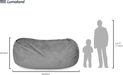 Miniatura 3 de Lumaland - Lujoso puf gigante de 2,1 m con funda de microgamuza, ultra suave, relleno de espuma, lavable, XXL, para niños, adolescentes, adultos