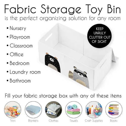 Miniatura 5 de Sweet Jojo Designs Woodland Bear Racoon - Caja de almacenamiento pequeña de tela para niños o niñas, para guardería o habitación de niños
