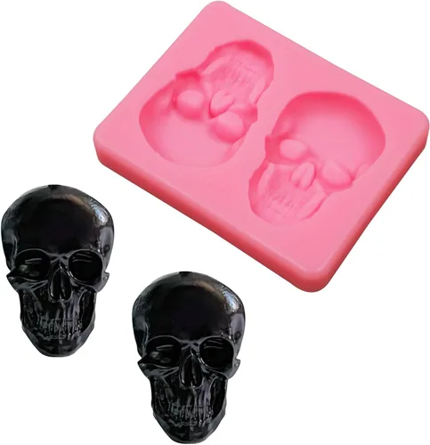 Miniatura 8 de Moldes de silicona 3D de calavera de esqueleto para Halloween, 3 piezas, para fiesta de Halloween, chocolate, caramelo, arcilla para decoración