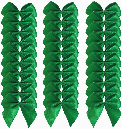 Miniatura 2 de Micomon 50 piezas mini lazos de cinta de satén de 1.6 pulgadas para manualidades, pequeños lazos verdes para decoración navideña embellecimiento