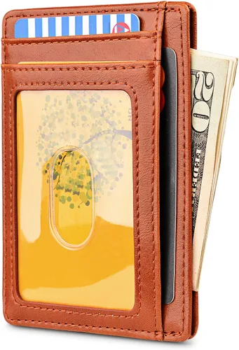 Miniatura 2 de Buffway - Billetera delgada minimalista de cuero con protección RFID para hombre y mujer
