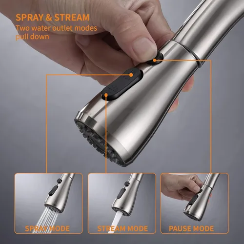 Miniatura 4 de Keer - Grifo de cocina táctil, grifo inteligente para fregadero de cocina con rociador extraíble, grifo de fregadero de barra de cocina activado