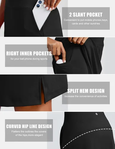 Miniatura 4 de PINSPARK Falda pantalón de 20 pulgadas para mujer, longitud a la rodilla, UPF 50+, faldas de golf con 3 bolsillos, cintura alta, falda pantalón