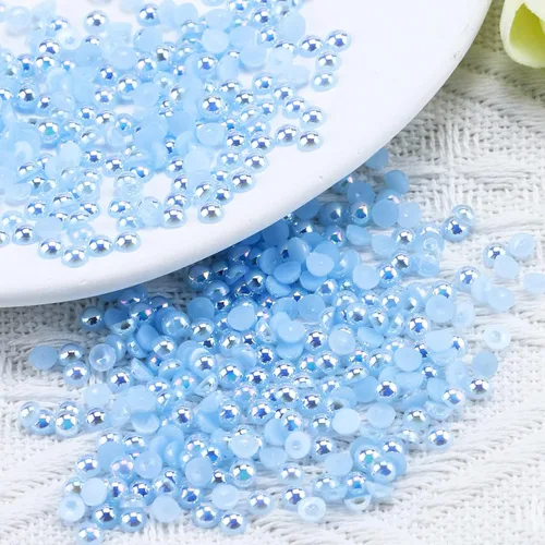 Miniatura 11 de 1500 PIEZAS 4mm Perlas Blancas de Media Parte Plana para Manualidades Joyería Álbum de Recortes Decoración de Uñas, Perlas de Parte Plana para Blanco
