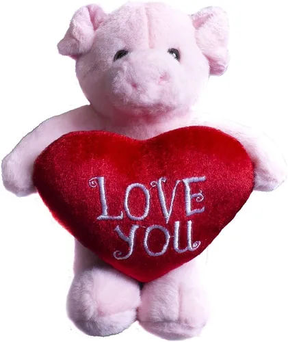 Miniatura 5 de Plushland Animal de peluche con corazón rojo – Love You– Juguete de animales de peluche para niños y adultos – Almohada de corazón bordada – 8