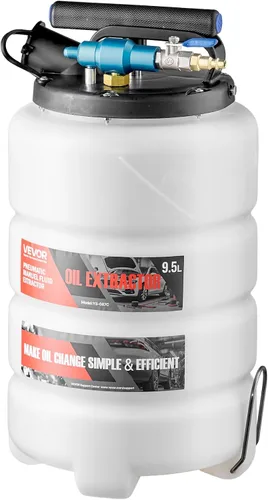 Miniatura 9 de VEVOR Extractor de fluidos, capacidad de 9.5 L, bomba extractora de aceite al vacío neumática/manual con caballo largo de 59 pulgadas y tres tubos