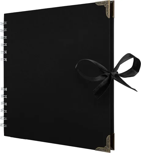 Miniatura 12 de Bstorify Álbum de recortes de 10 x 10 pulgadas, 70 páginas, protectores de esquina de papel kraft grueso azul, cierre de cinta, ideal para tus