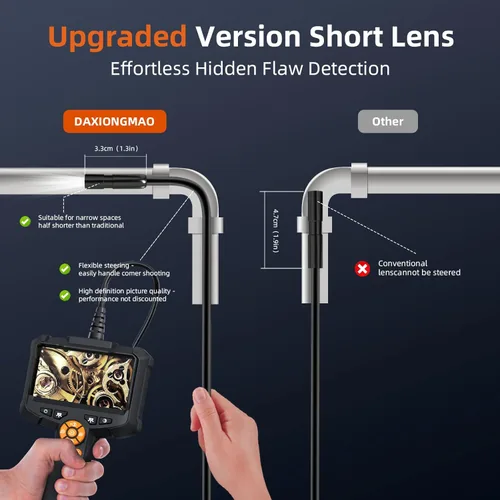 Miniatura 5 de Daxiongmao Cámara de boroscopio HD 1080P, endoscopio impermeable IP67 con 8 luces LED ajustables, cámara de serpiente semirrígida de 16.5 pies