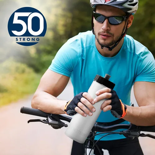 Miniatura 6 de Botellas de agua deportivas 50 Strong – Botellas de plástico reutilizables de 22 oz libres de BPA con tapa de tracción – Fabricadas en EE. UU.