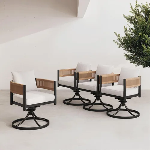 Miniatura 16 de Grand patio - Juego de 2 sillas de comedor para exterior, 2 piezas de sillas de comedor para patio, sillas fijas de patio de mimbre tejido en metal