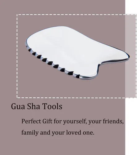Miniatura 7 de wuyaoyao Herramienta facial Gua Sha de acero inoxidable de 4 filos, herramienta de masaje de raspado Gua Sha, herramientas para anticelulitis