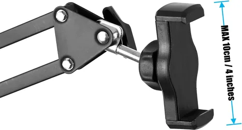 Miniatura 4 de soporte articulado brazo soporte mesa flexible rotación 360 ° teléfono celular clip titular para todos los teléfonos inteligentes micrófono