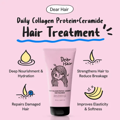 Miniatura 2 de Tratamiento diario de ceramida con proteína de colágeno para cabello seco y dañado, mascarilla acondicionadora profunda con colágeno hidrolizado