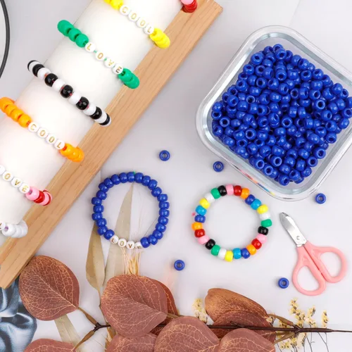 Miniatura 5 de 1000 piezas cuentas de pony para pulsera 9 mm bronce azul cuentas de plástico barril para collar, cuentas de pelo para trenzas, llavero, fabricación