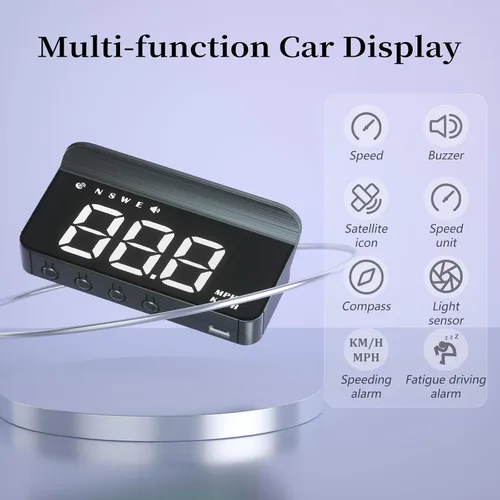 Miniatura 4 de AZIJYV Pantalla frontal para automóviles, proyector de velocímetro de parabrisas HUD M1white, velocímetro digital para automóvil con velocidad