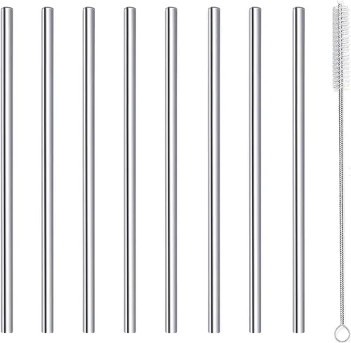 Pajitas de Cóctel Cortas de Acero Inoxidable de 6 Pulgadas, Juego de Pajitas de Bar Pequeñas Mini de Metal Reutilizables con Cepillo Limpiador para
