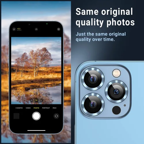 Miniatura 5 de Korecase Paquete de 2 unidades compatibles con iPhone 13 Pro/iPhone 13 Pro Max de 6.7 pulgadas, protector de lente de cámara de metal de vidrio