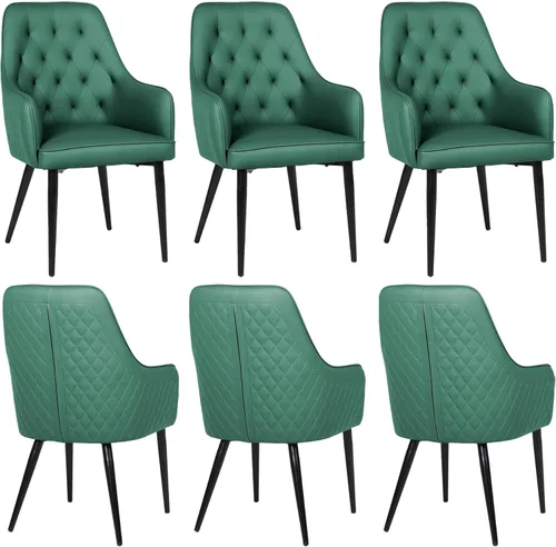 Miniatura 15 de Juego de 4 sillas de comedor modernas, tapizadas de piel sintética, sillas de comedor, silla de cocina, silla con brazo copetudo con patas de metal