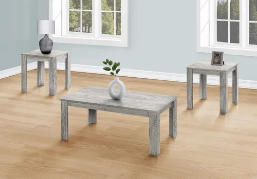 Miniatura 2 de Monarch Specialties I 7860P - Juego de mesa de 3 piezas, café, extremo, lateral, acento, sala de estar, laminado, gris, transición