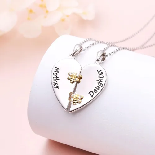 Miniatura 4 de DAOCHONG Collar con colgante de corazón de plata esterlina S925 para madre, hija, nieta, familia, joyería de papá, mamá, abuela, hijo, cumpleaños