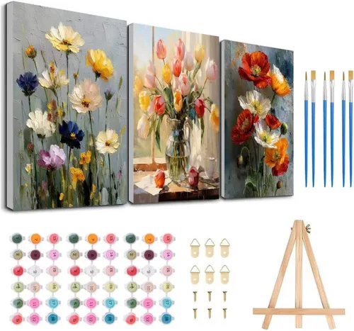 Miniatura 32 de Meothan Kits de pintura por números para adultos enmarcados, pintura de otoño por números para adultos principiantes, kits de pintura de calabaza