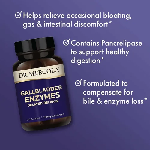 Miniatura 4 de Dr. Mercola Enzimas de la Vesícula Biliar - Apoyo para la Salud de la Vesícula Biliar y Digestiva - Incluye Proteasa Pancreática, Amilasa y Lipasa