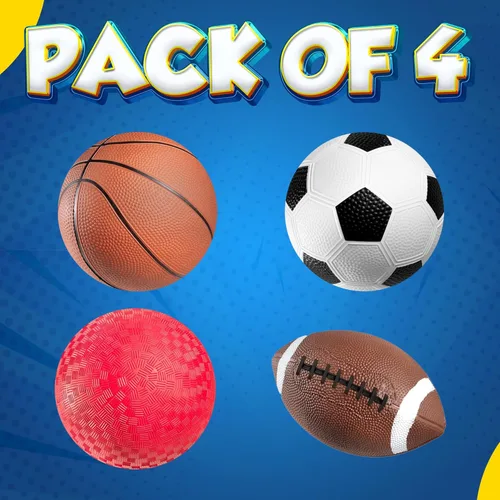 Miniatura 7 de Pelotas deportivas de 8.5 pulgadas para niños y niños pequeños, paquete de 4 pelotas inflables de goma multideporte, fútbol, baloncesto, pelota