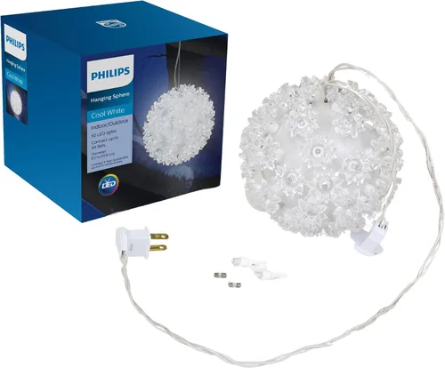Miniatura 5 de PHILIPS Lámpara de esfera colgante multicolor de 5.5 pulgadas con 50 bombillas LED, certificación UL para uso en interiores y exteriores, 50 mini