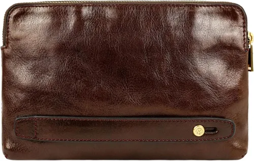 Time Resistance Bolso de mano de cuero para hombre - Bolsa organizadora para hombres - Bolso de muñeca - Maletín hecho a mano en Italia - Caja de