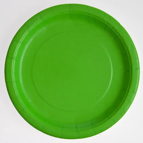 Miniatura 3 de Platos llanos redondos de papel verde lima, 9 pulgadas (paquete de 16), platos elegantes y duraderos para fiestas, bodas y eventos