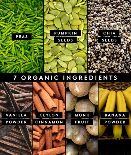 Miniatura 4 de Truvani Proteína en polvo de guisante vegana Banana Canela 20g de proteína vegetal orgánica 20 porciones Keto Sin gluten ni lácteos Bajo