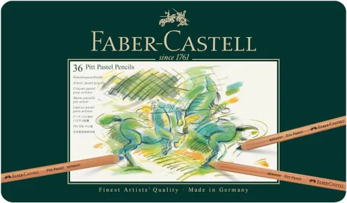 Miniatura 2 de Faber-Castel FC112136 Pitt - Lápices de colores pastel en una lata de metal (paquete de 36), surtido