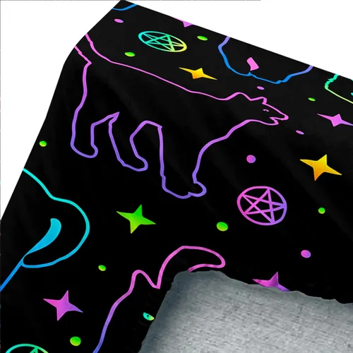 Miniatura 4 de Axolotl Juego de sábanas de gato negro de dibujos animados tamaño full, diseño de estrellas y luna impreso, ropa de cama para niños para decoración