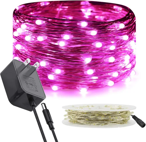 Miniatura 15 de RUICHEN Luces de Hadas de Alambre Plateado Enchufables de 33 Pies, Cadena de 100 Luces LED con Carrete, Azul Waterproof, Silver Coated Copper Wire