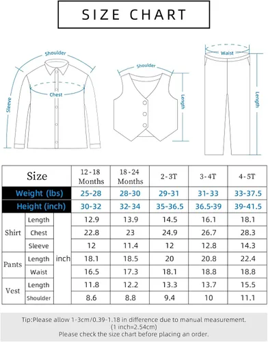 Miniatura 6 de A&J DESIGN Traje para bebé y niño pequeño, de 12 meses a 5 años, camisa y pantalones, chaleco, pajarita y gorra de conductor de 5 piezas
