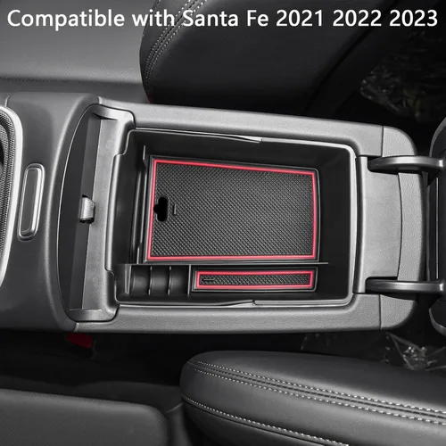 Miniatura 2 de EDBETOS Bandeja Organizadora de Consola Central Compatible con Hyundai Santa Fe TM 2021 2022 2023 Accesorios y Santa Fe SEL 2022 2023 Caja de Rojo