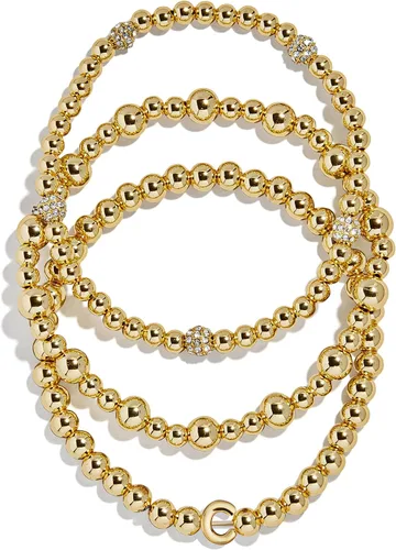 Miniatura 53 de BaubleBar Juego de pulsera Pisa para mujer, tres pulseras de cuentas chapadas en oro, joyería de moda, regalo de moda