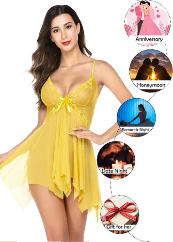 Miniatura 3 de Avidlove - Babydoll para mujer, prenda ajustada de encaje, ropa de dormir, prendas estilo Boudoir, ropa intima femenina disponible en tallas