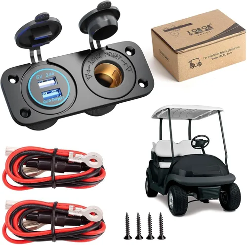 10L0L Carrito de Golf Encendedor de Cigarrillos Toma de Encendedor y Carga Rápida 3.0 DC 12V Entrada USB Impermeable Cargador Adaptador de Enchufe