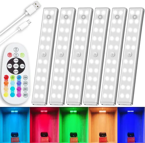 Miniatura 9 de Iluminación para debajo del gabinete, inalámbrica, recargable, funciona con pilas, luces LED regulables debajo de la encimera, barra de luces