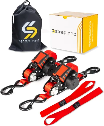 Miniatura 10 de Strapinno Correas de trinquete retráctiles: amarre resistente de 1 pulgada x 12 pies, 1800 libras de resistencia a la rotura cada uno, ganchos en S