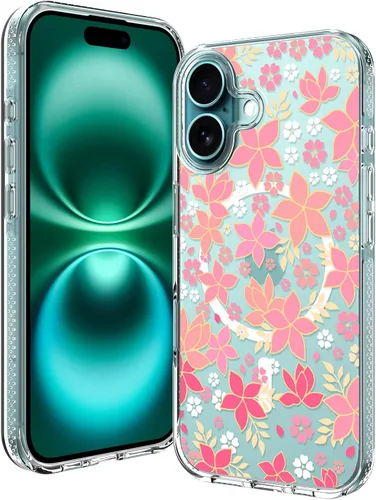 Miniatura 12 de OOK Magnetic for iPhone 17 Case Clear Pretty Flower Girls Women [Not Yellowing][Screen Protector] [ MagSafe Compatible] with Full Camera Lens