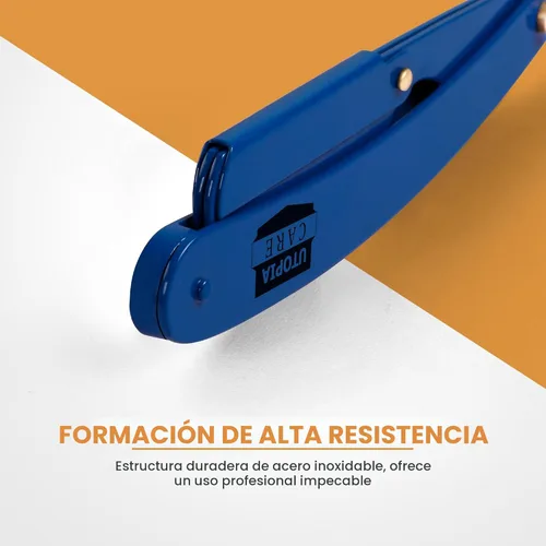 Miniatura 5 de Utopia Care Maquinilla de afeitar recta profesional para hombres, peluquero de borde recto de seguridad con 100 cuchillas, color azul
