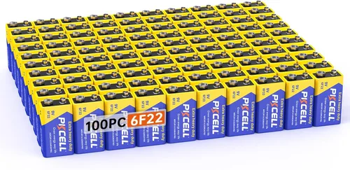 Miniatura 8 de PKCELL Baterías de 9 V, paquete de 10 baterías de 9 voltios de carbono y zinc, batería de 9 V para detector de humo, alarmas, batería cuadrada 6F22