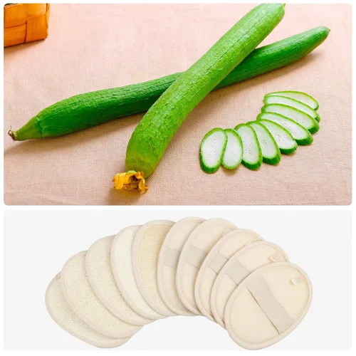 Miniatura 6 de 10 unidades de almohadillas exfoliantes de esponja de luffa - Luffa natural y tela de rizo, estropajos corporales para ducha y baño Mooerca 1