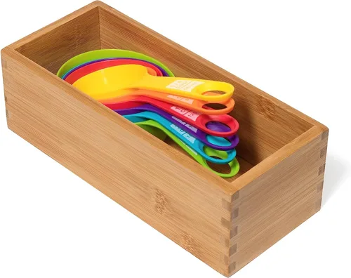 Miniatura 6 de Lipper International Caja de almacenamiento de madera de bambú para utensilios de cocina, maquillaje o suministros de oficina, 4 x 9 1/4 x 3 pulgadas