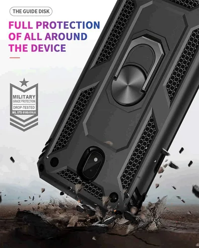 Miniatura 6 de TJS Funda para teléfono compatible con Samsung Galaxy J7, anillo de metal magnético con soporte protector (negro)