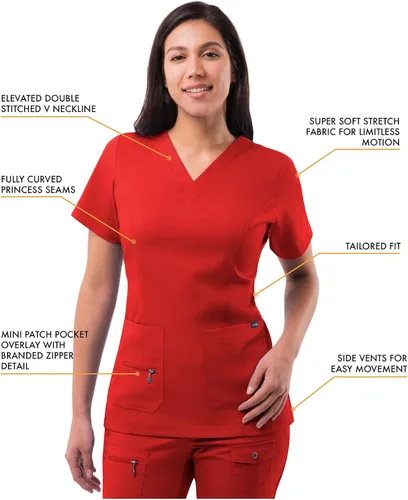 Miniatura 3 de Adar Pro Breakthrough Plus - Conjunto de uniforme médico para mujer, parte superior con cuello en V mejorado y pantalones con múltiples bolsillos